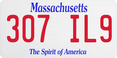 MA license plate 307IL9