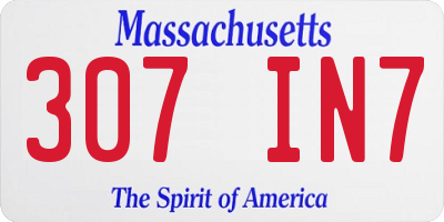 MA license plate 307IN7