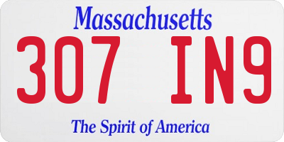 MA license plate 307IN9