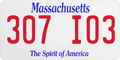 MA license plate 307IO3