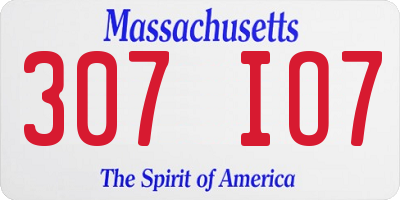 MA license plate 307IO7