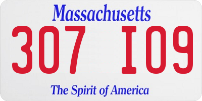MA license plate 307IO9