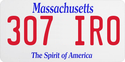 MA license plate 307IR0