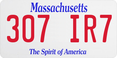 MA license plate 307IR7