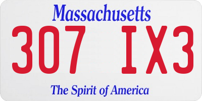 MA license plate 307IX3