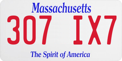 MA license plate 307IX7