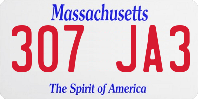 MA license plate 307JA3