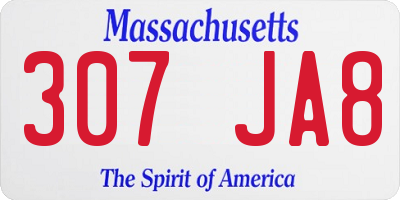 MA license plate 307JA8