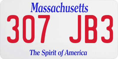 MA license plate 307JB3