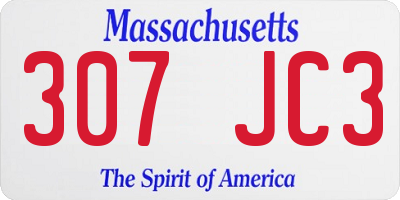 MA license plate 307JC3