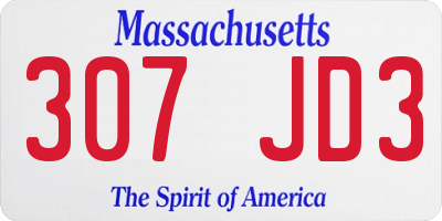 MA license plate 307JD3