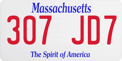 MA license plate 307JD7