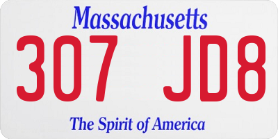 MA license plate 307JD8