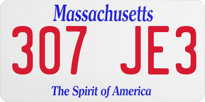 MA license plate 307JE3