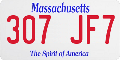 MA license plate 307JF7