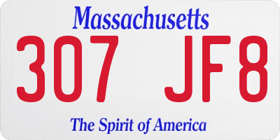 MA license plate 307JF8