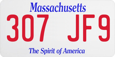 MA license plate 307JF9