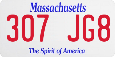 MA license plate 307JG8