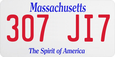 MA license plate 307JI7