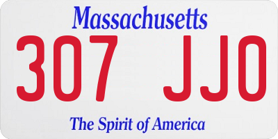 MA license plate 307JJ0