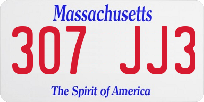 MA license plate 307JJ3