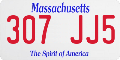 MA license plate 307JJ5