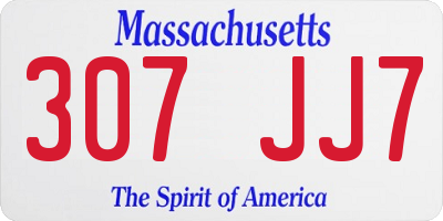 MA license plate 307JJ7
