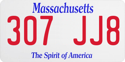 MA license plate 307JJ8