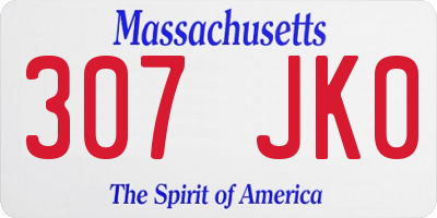 MA license plate 307JK0