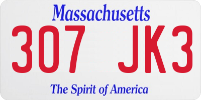 MA license plate 307JK3
