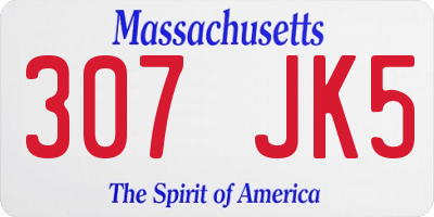 MA license plate 307JK5