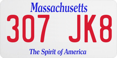 MA license plate 307JK8