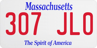 MA license plate 307JL0