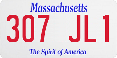 MA license plate 307JL1