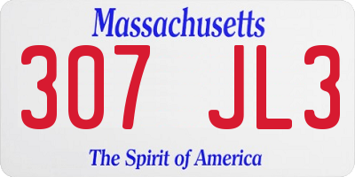 MA license plate 307JL3