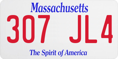 MA license plate 307JL4