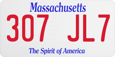 MA license plate 307JL7