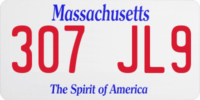 MA license plate 307JL9
