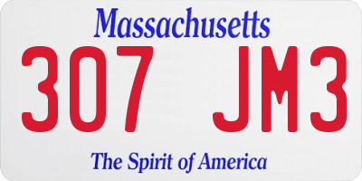 MA license plate 307JM3