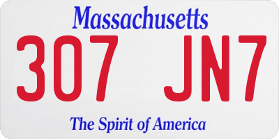MA license plate 307JN7