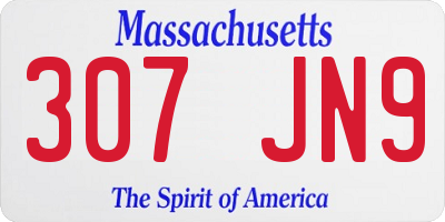 MA license plate 307JN9