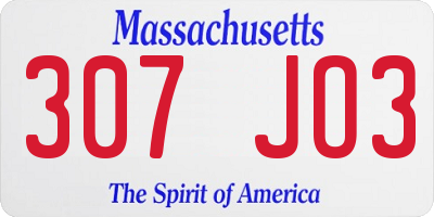MA license plate 307JO3