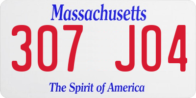 MA license plate 307JO4