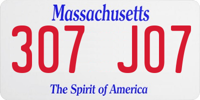 MA license plate 307JO7