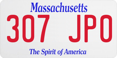 MA license plate 307JP0