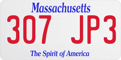 MA license plate 307JP3