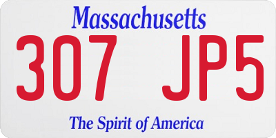 MA license plate 307JP5