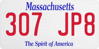 MA license plate 307JP8