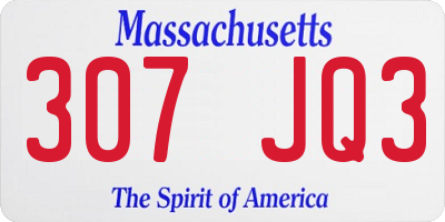 MA license plate 307JQ3