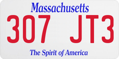 MA license plate 307JT3
